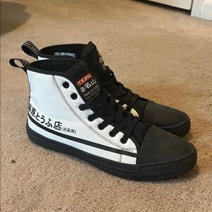 Black and White Initial  High-Top Sneakers